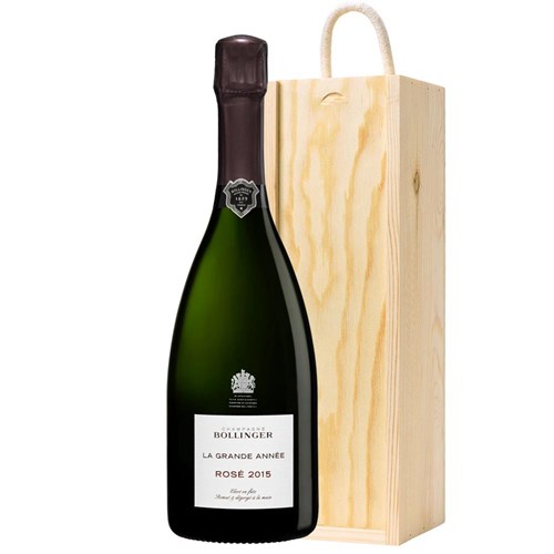 Bollinger Grande Annee Vintage Rose 2015 75cl In Pine Wooden Gift Box